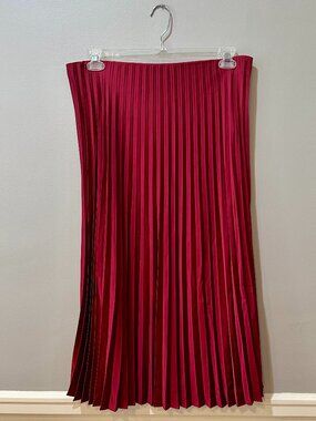 J. Crew Midi Pleated Skirt Large Lined Merlot Red